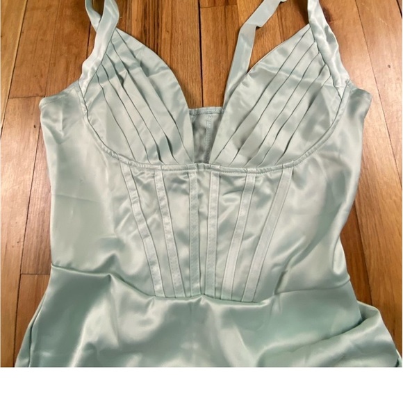 NWT Cereda pistachio satin mini dress (medium) - Picture 7 of 11